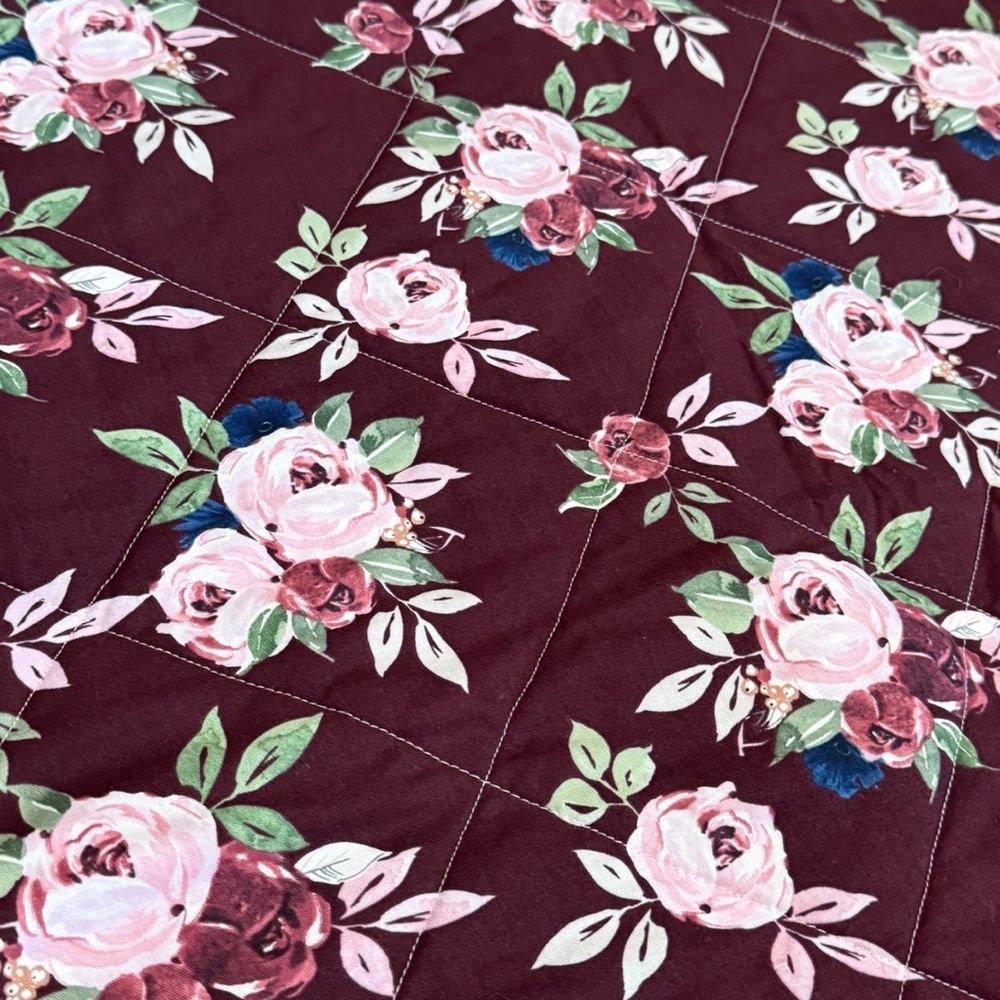 Handmade Pink Patchwork Baby Quilt 32x45 | Floral Reversible Blanket | New - Picture 4 of 6
